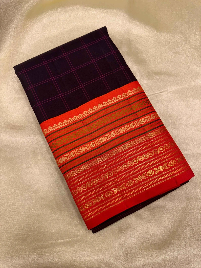 regal-pure-zari-kanchi-silk-saree-in-coffee-brown-with-grand-orange-border-checks-sw00000530-a