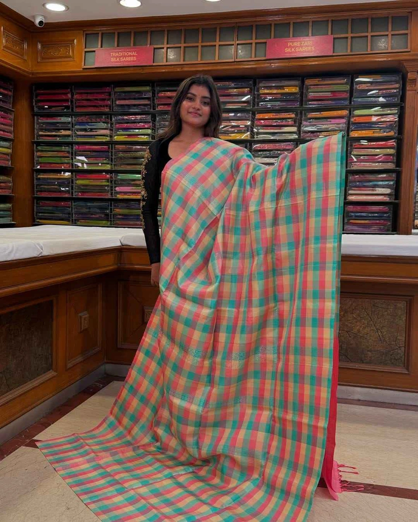 elegant-lightweight-silk-saree-in-pastel-multicolor-checks-sw00000576-a
