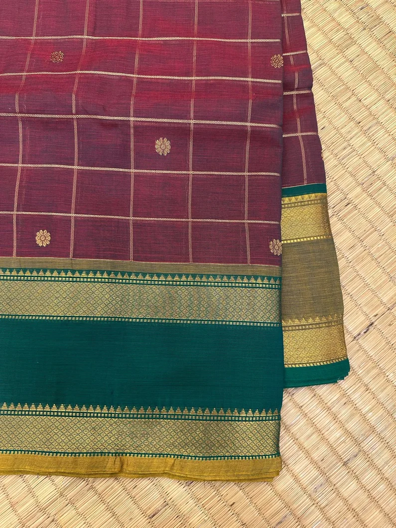 cotton-saree-in-brown-with-ganga-jamuna-borderchecks-00634-a