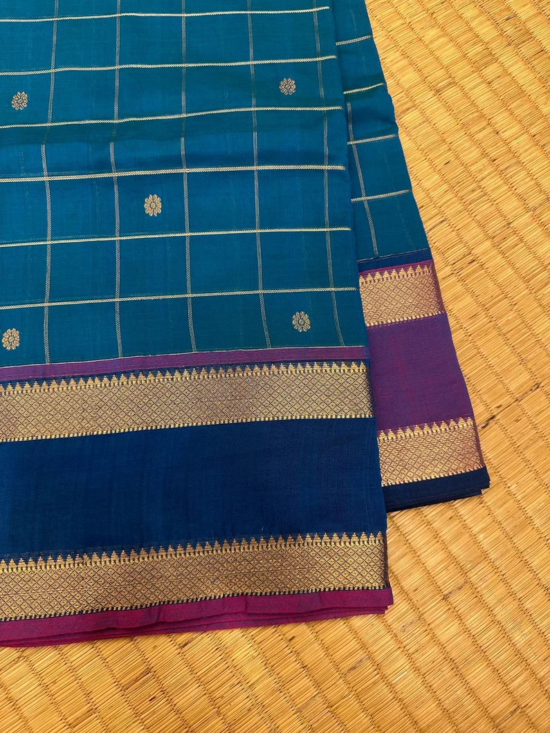 cotton-saree-in-peacock-blue-with-ganga-jamuna-border-sw00000615-a