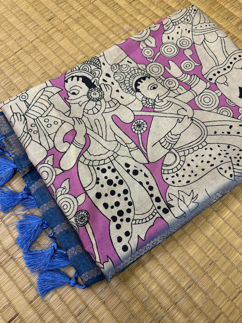 semi-tussar-saree-in-kalamkari-inspired-mythological-print-lavender-purple-with-black-motifs-blue-sw00000621-a