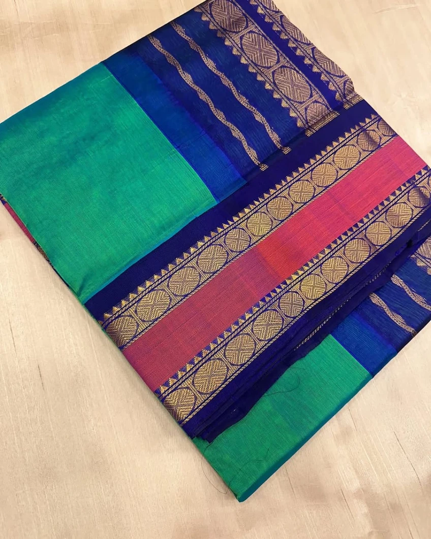 dual-tone-green-magenta-pure-silk-cotton-saree-with-royal-blue-zari-border-sw00000606-a