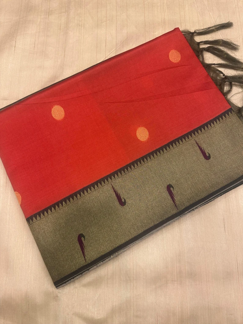 elegant-semi-tussar-saree-in-red-with-green-border-sw00000663-a