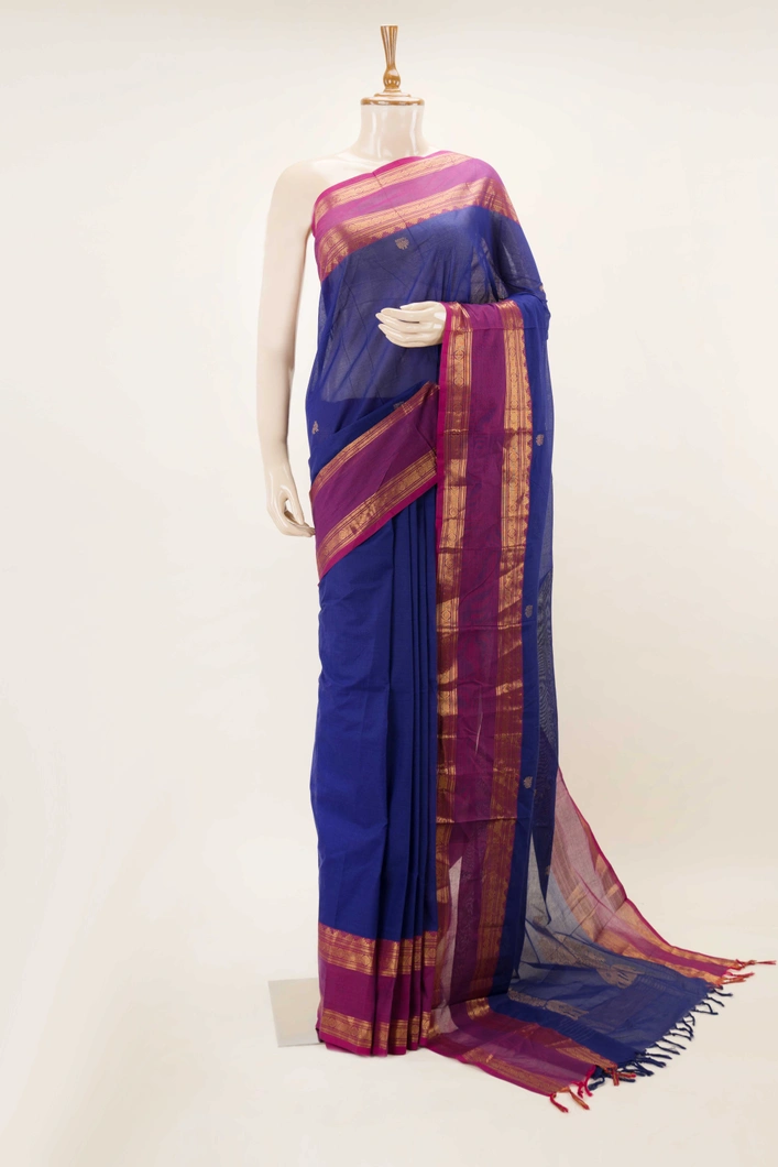 royal-blue-cotton-saree-with-magenta-rettai-pettu-border-sw00000698-a