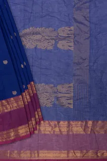 royal-blue-cotton-saree-with-magenta-rettai-pettu-border-sw00000698-b