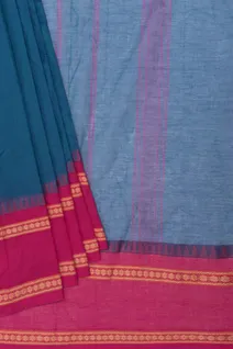 teal-blue-cotton-saree-with-pink-temple-border-sw00000704-b