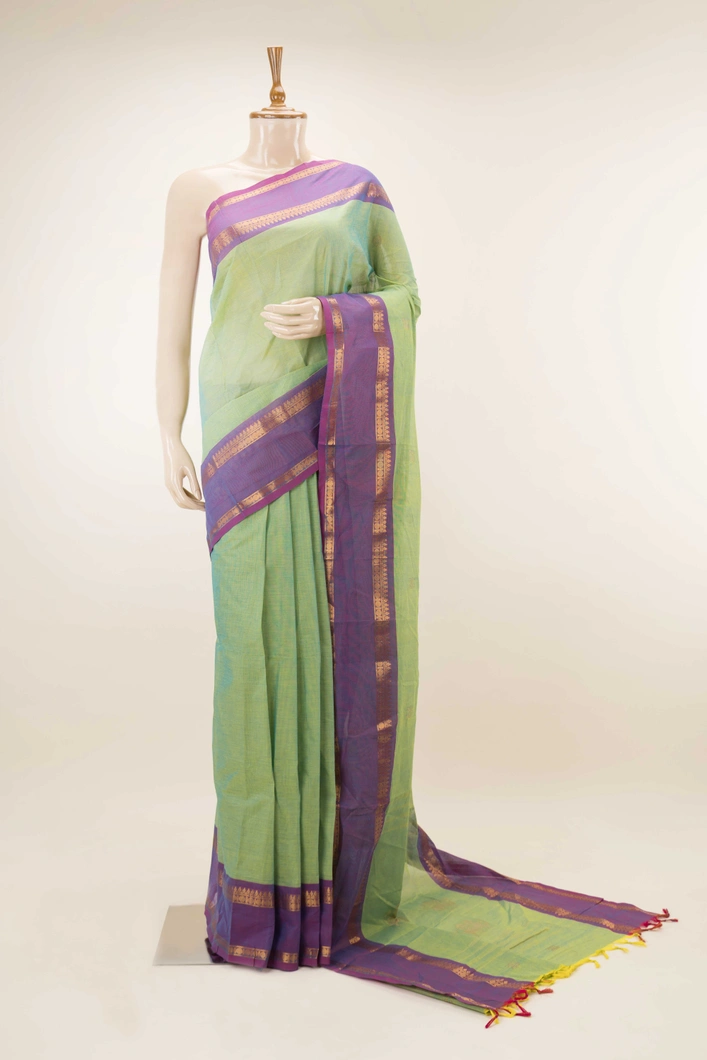 green-cotton-saree-with-purple-rettai-pettu-border-sw00000705-a