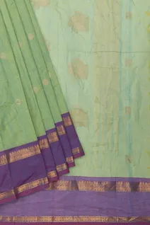 green-cotton-saree-with-purple-rettai-pettu-border-sw00000705-b