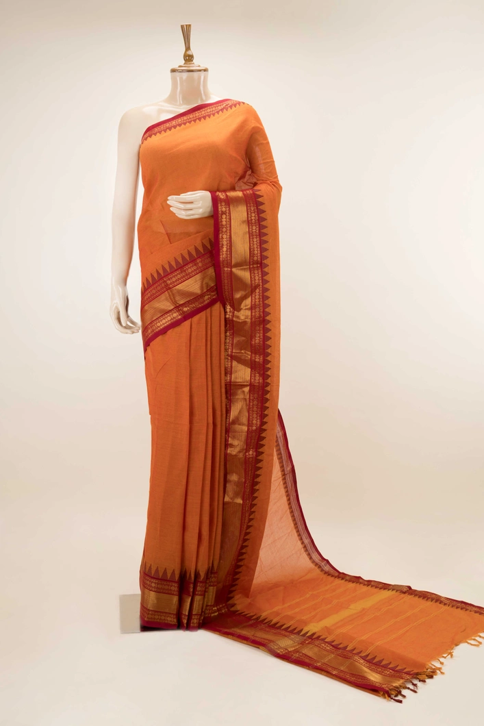 rust-orange-pure-cotton-saree-with-maroon-temple-border-sw00000708-a