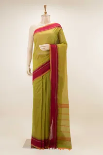 pista-green-pure-cotton-saree-with-maroon-temple-simple-border-sw00000710-a