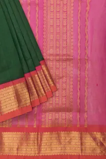 dark-green-vaira-oosi-silk-cotton-saree-with-orange-border-pink-pallu-sw00000716-b