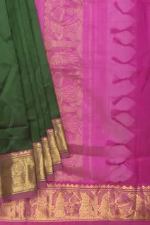 bottle-green-silk-cotton-saree-with-sita-kalyanam-zari-border-magenta-pallu-sw00000718-b