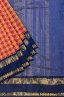 orange-and-pink-checked-silk-cotton-saree-with-navy-blue-zari-border-and-pallu-sw00000720-b