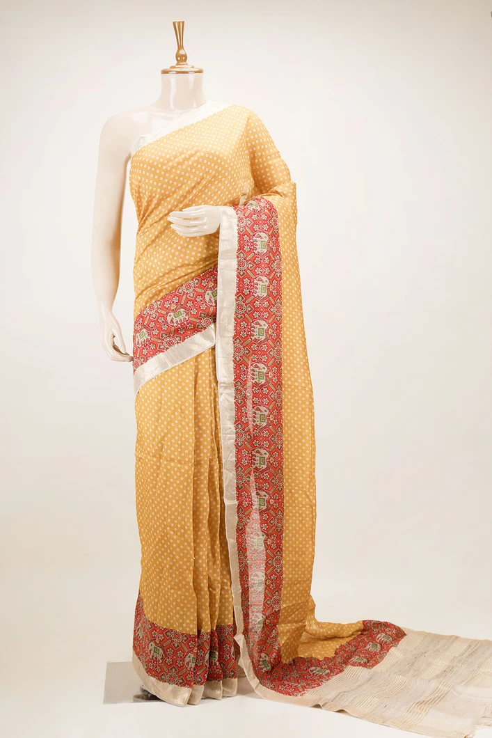 mustard-pure-tussar-silk-saree-with-all-over-bandhani-print-and-red-patola-inspired-border-sw00000722-a