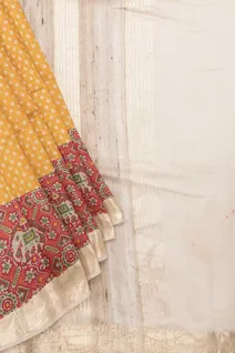 mustard-pure-tussar-silk-saree-with-all-over-bandhani-print-and-red-patola-inspired-border-sw00000722-b