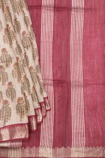 ivory-pure-tussar-silk-saree-with-traditional-leaf-motifs-and-red-zari-border-sw00000727-b