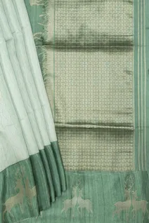 pista-green-semi-tussar-saree-with-silver-deer-motifs-and-contrast-border-sw00000730-b