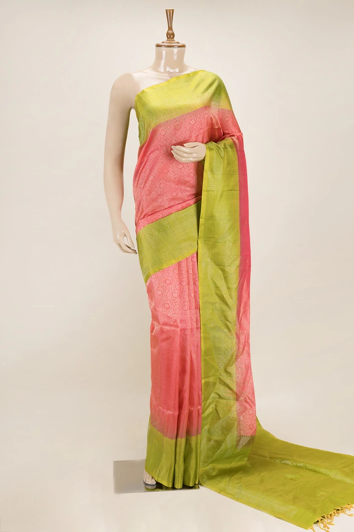 peach-with-green-lightweight-silk-saree-sw00000776-a
