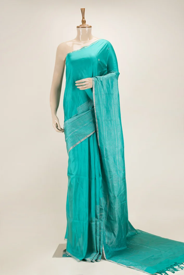 turquoise-blue-borderless-lightweight-silk-saree-sw00000785-a