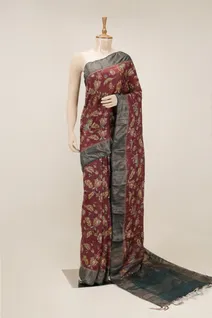 maroon-with-grey-pure-tussar-saree-with-floral-print-sw00000810-a