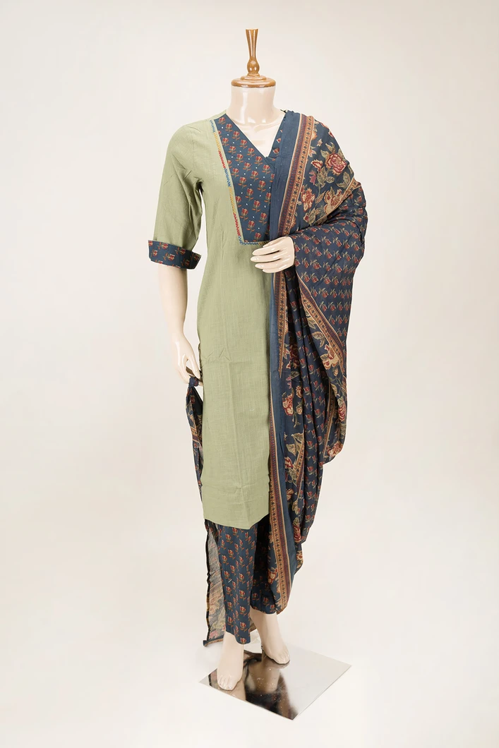 olive-green-cotton-3pc-salwar-suit-with-printed-yoke-navy-floral-dupatta-sws00000891-a