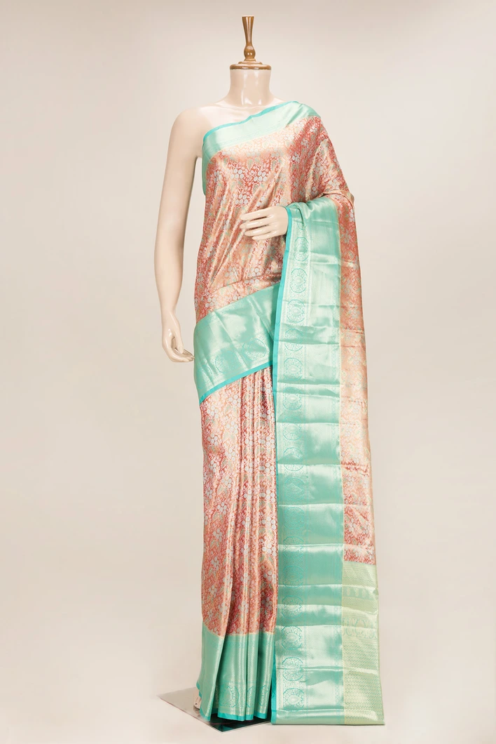 fusion-silk-saree-peach-with-turquoise-blue-border-sw00000914-a