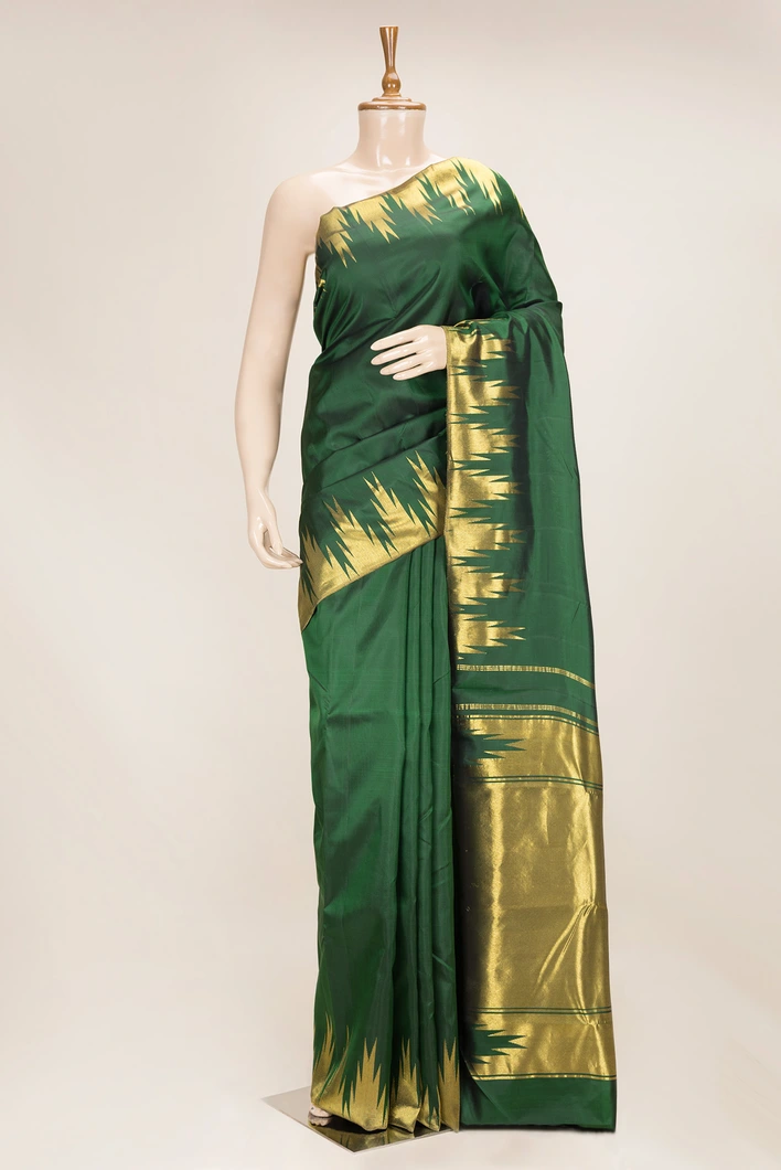 pure-kanchi-silk-saree-bottle-green-with-gold-zari-temple-border-sw00000922-a