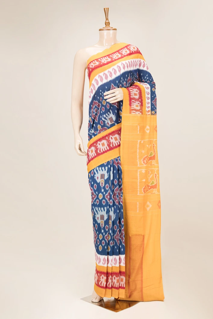 multicolor-elephant-motif-ikkat-cotton-saree-with-mustard-pallu-sw00000946-a