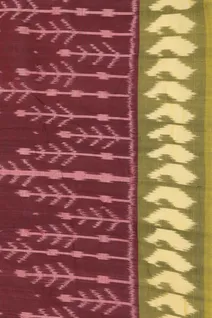 maroon-olive-green-ikkat-cotton-saree-with-parrot-motif-border-sw00000948-d