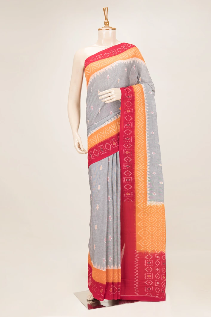 grey-ikkat-cotton-saree-with-red-orange-borders-sw00000952-a