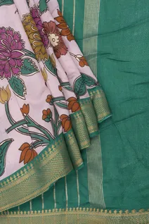baby-pink-chanderi-cotton-saree-with-multicolour-floral-prints-and-green-border-sw00000965-b