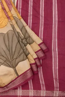 sandal-soft-cotton-saree-with-maroon-border-lotus-print-sw00000968-b