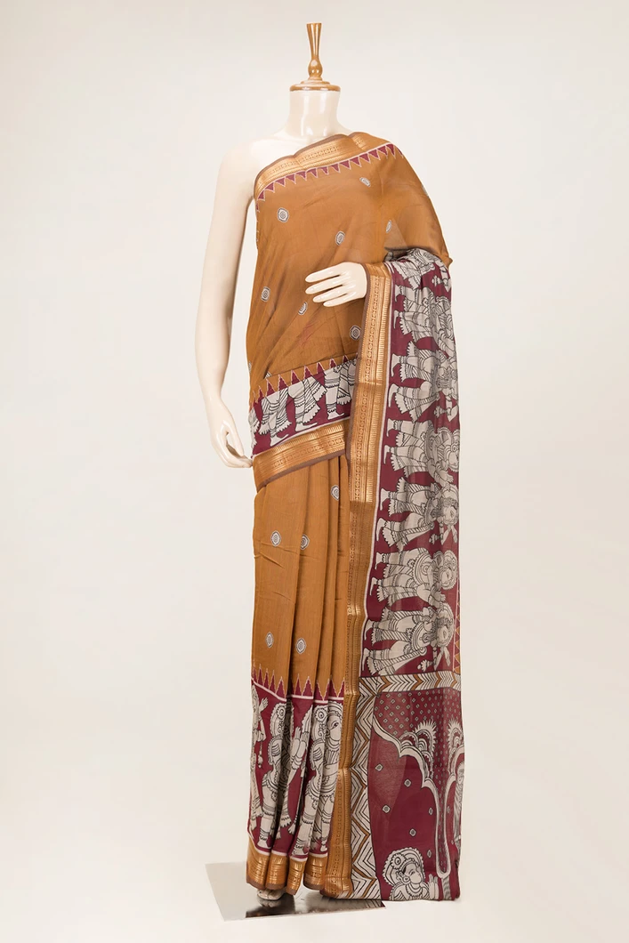 mustard-chanderi-cotton-saree-with-maroon-kalamkari-pallu-sw00000972-a