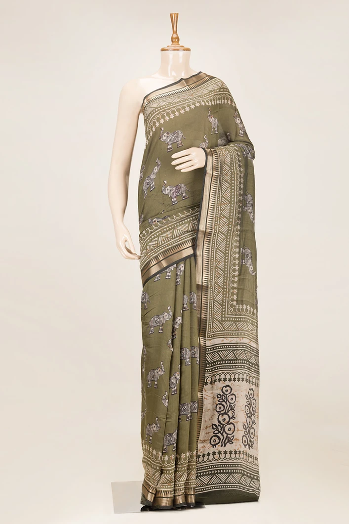 olive-green-chanderi-cotton-saree-with-elephant-motifs-sw00000975-a