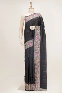 black-semi-tussar-saree-with-pink-floral-border-embroidery-sw00000981-a