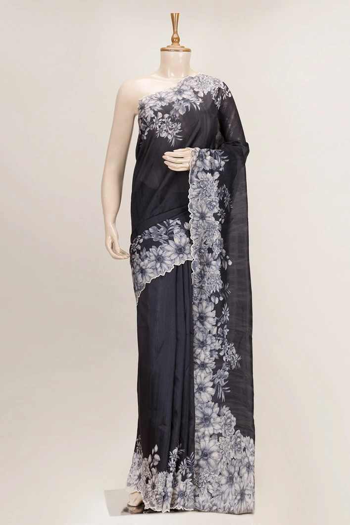 black-semi-tussar-saree-with-white-floral-print-border-sw00000982-a