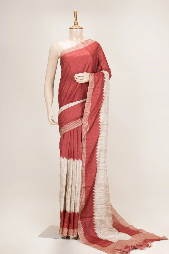 rust-pure-tussar-silk-saree-with-cream-pallu-temple-border-sw00000983-a