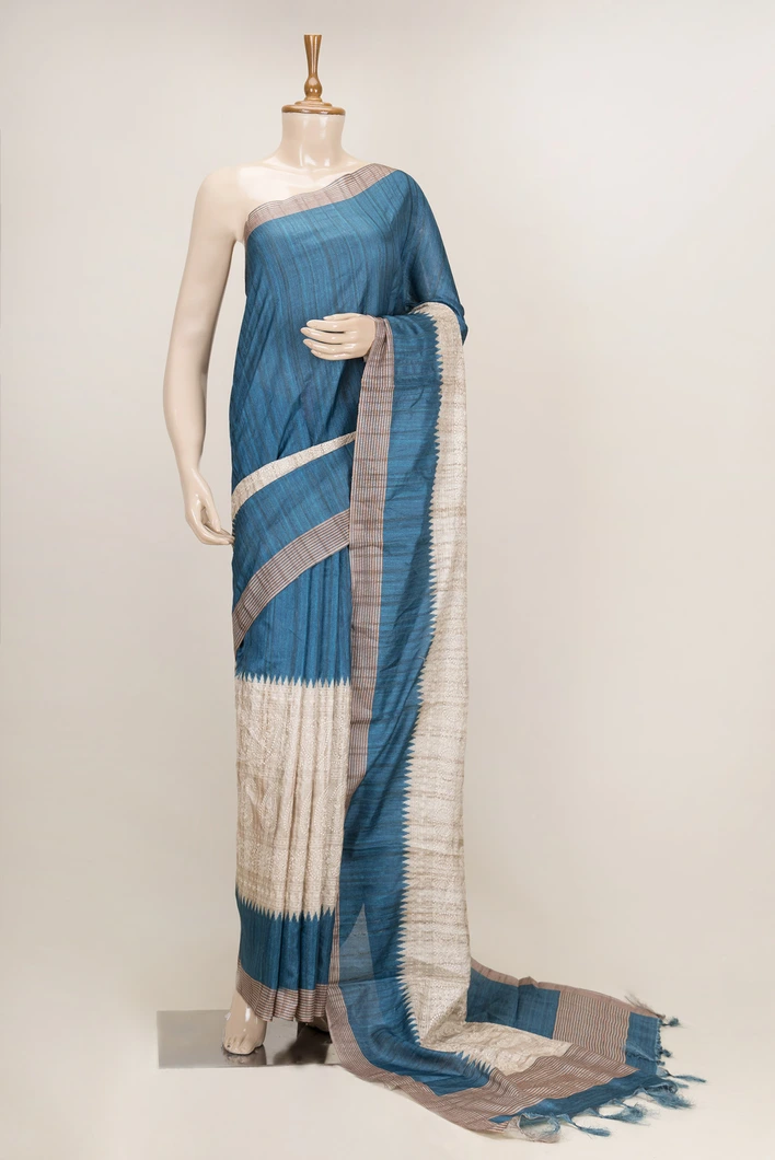 teal-pure-tussar-silk-saree-with-cream-pallu-temple-border-sw00000094-a