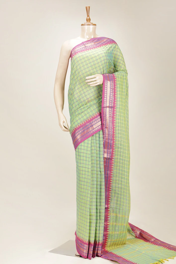 chettinad-cotton-saree-in-green-checks-with-magenta-pink-zari-border-sw000001024-a