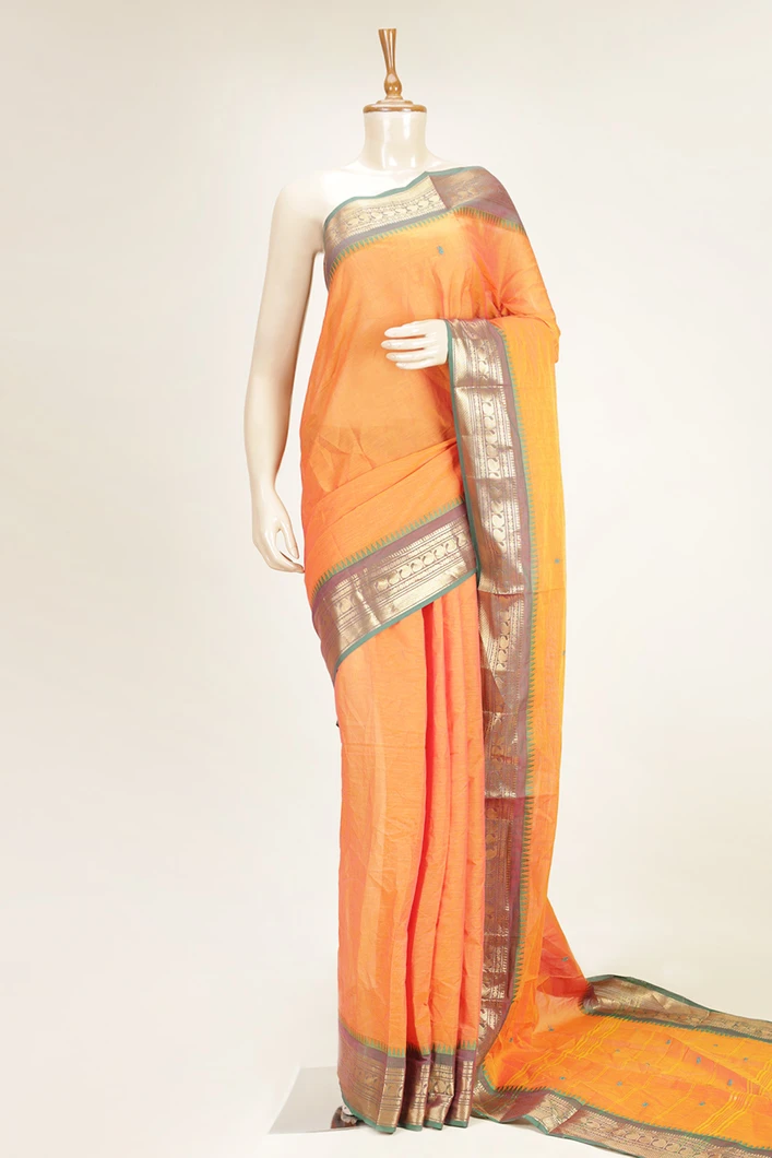chettinad-cotton-saree-in-orange-with-green-zari-border-sw000001026-a