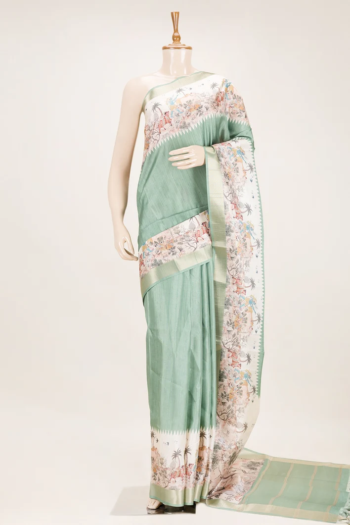 semi-tussar-light-green-saree-with-animal-motif-border-sw000001078-a