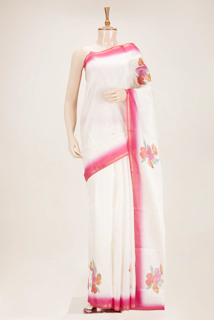 semi-tussar-white-saree-with-pink-border-floral-prints-sw000001081-a