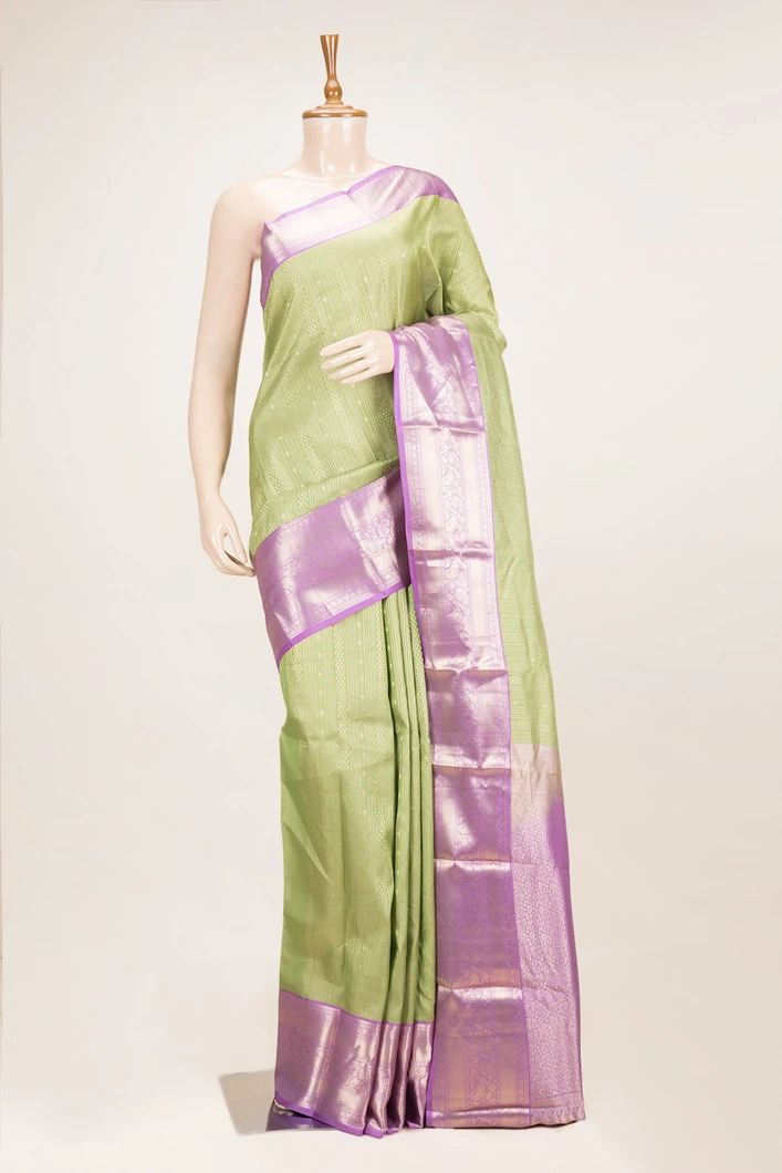 parrot-green-traditional-silk-saree-with-lavender-big-border-zari-checks-sw000001093-a
