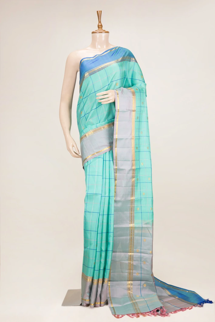 turquoise-green-pure-zari-silk-saree-with-big-checks-ganga-jamuna-border-sw000001094-a