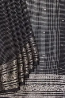 black-semi-tussar-saree-with-silver-zari-checks-sw000001121-b