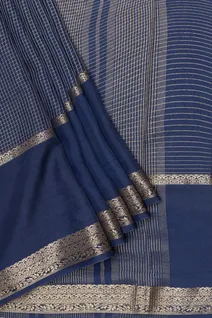 navy-blue-semi-tussar-saree-with-zari-border-fine-checks-sw000001124-b