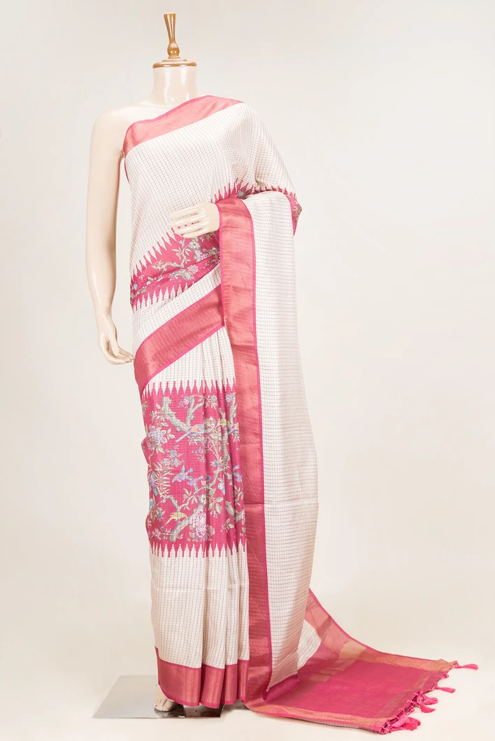ivory-semi-tussar-checked-saree-with-pink-floral-pallu-sw000001135-a