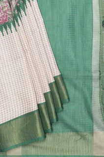 ivory-semi-tussar-checked-saree-with-green-floral-pallu-sw000001136-b