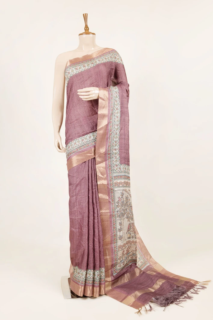 chocolate-brown-semi-tussar-saree-with-madhubani-print-sw000001314-a