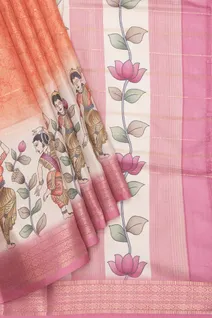 semi-tussar-orange-with-cream-pink-border-saree-sw000001332-b